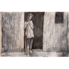 Arsalan Naqvi, 14 x 21 Inch, Charcoal on Paper, Figurative Painting, AC-ARN-204